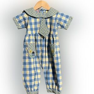 Cotton Kids Gingham Bubble Romper For Girls NWT